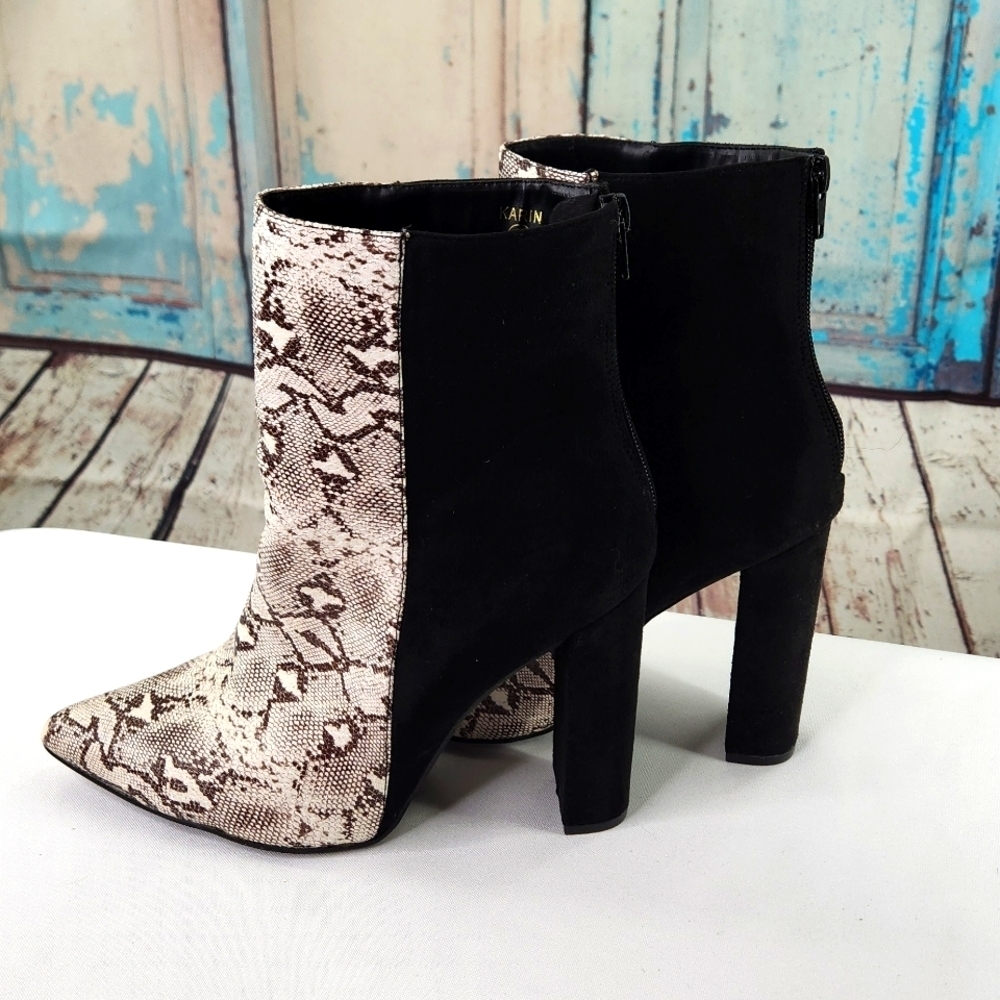 Lulus Karin Natural Snake Two Tone‎ High Heels Booties - Picture 5 of 9